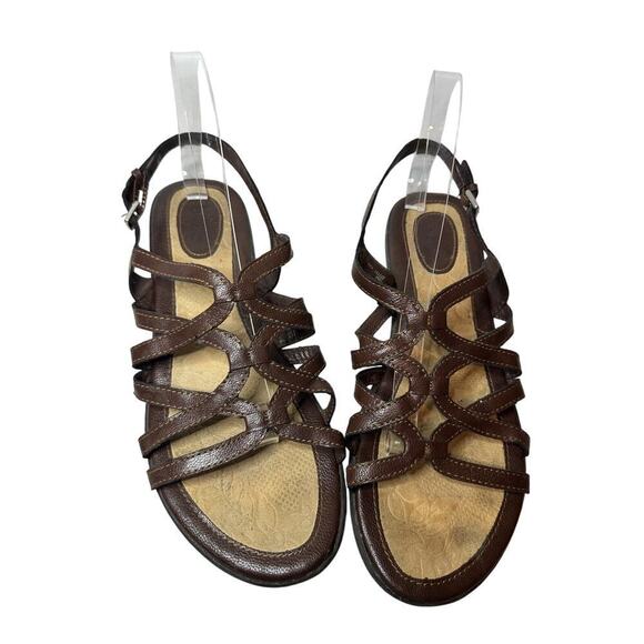 Born BOC Size 10 Vacation Brown Leather Flat Comfy Sandals Open Toe Cora - Picture 1 of 8